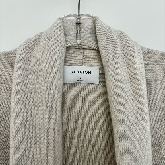Aritzia Babaton Wool Cashmere Beekman Brennan Light Gray Sweater Cardigan Large - Picture 6 of 11